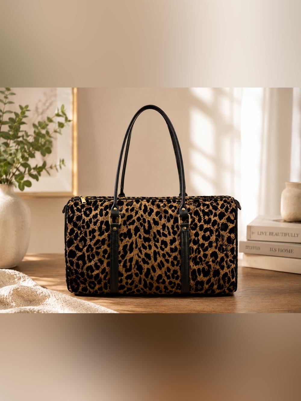 Gloria Rae Leopard Print Weekender Duffel Bag Overnight Travel Tote